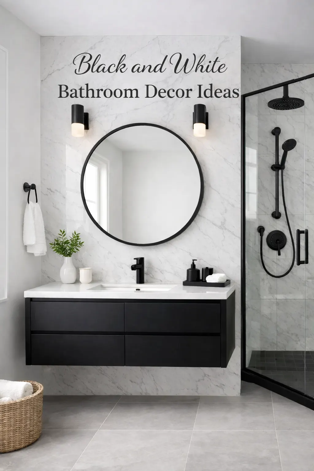 Black amd white bathroom decor ideas featured