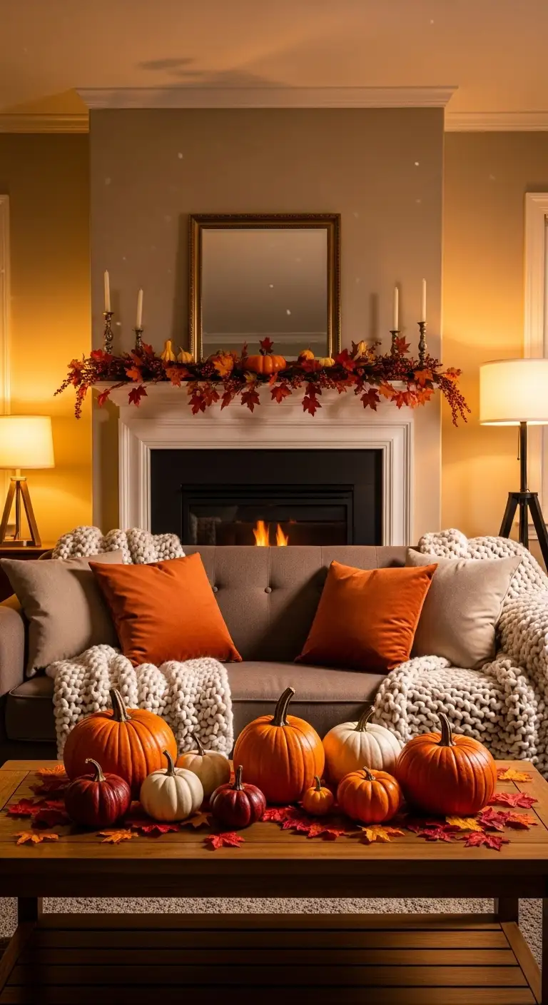 Cozy Living Room Thanksgiving Home Decor Ideas