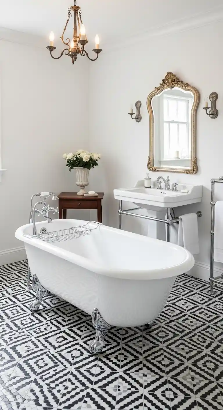 Patterned Black and White Floor Tiles