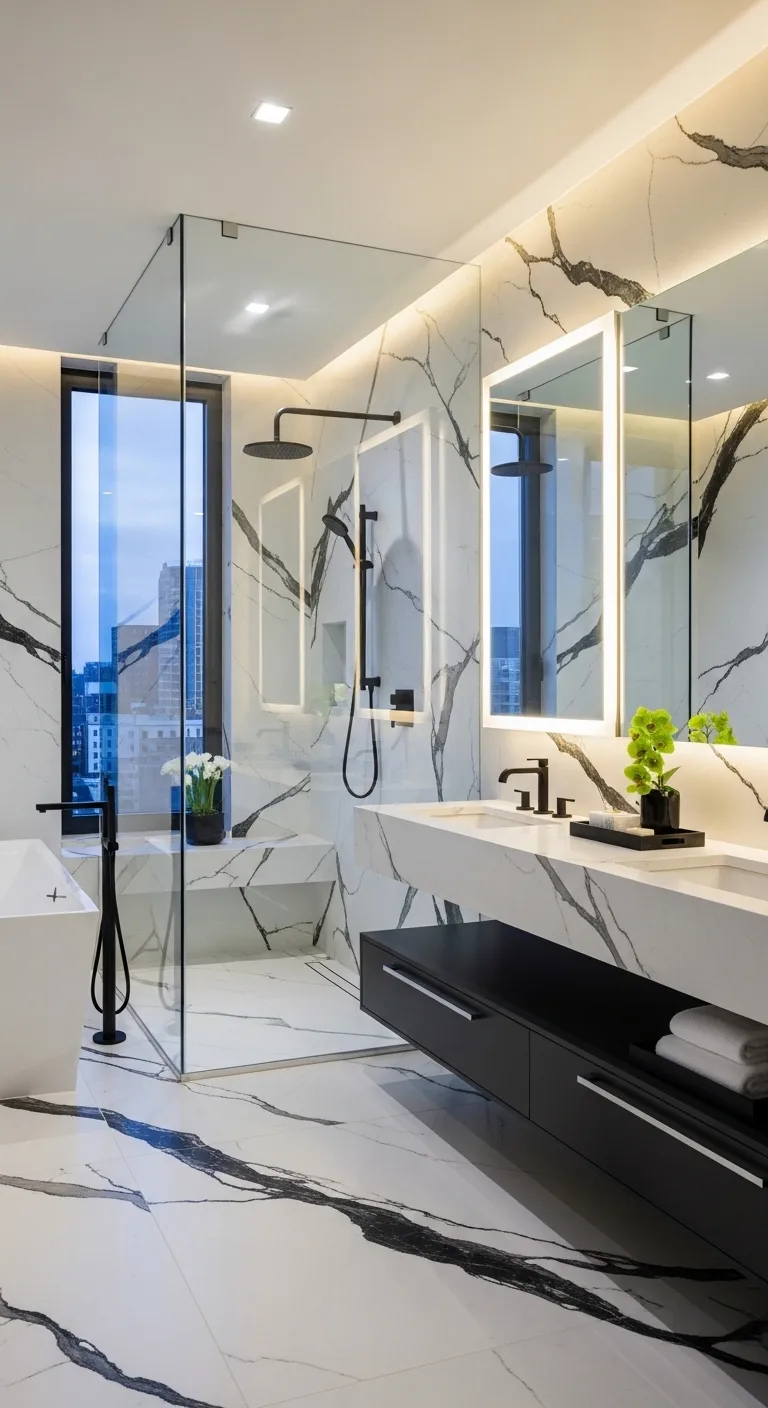 White Marble with Black Veining