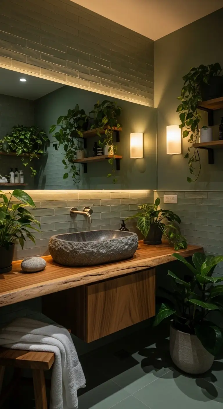 Nature Inspired Green Bathroom Design Ideas